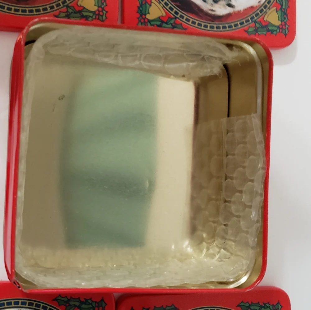 Vintage Enesco Santa Coaster Set Tin